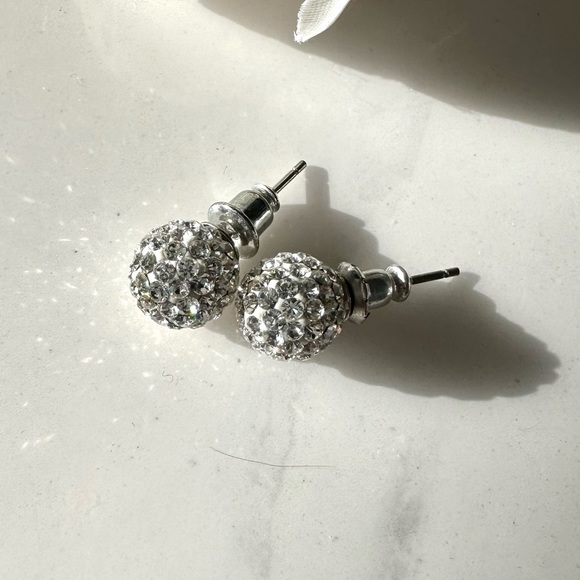 Clear Swarovski Crystal Ball Stud Earrings - Picture 4 of 4